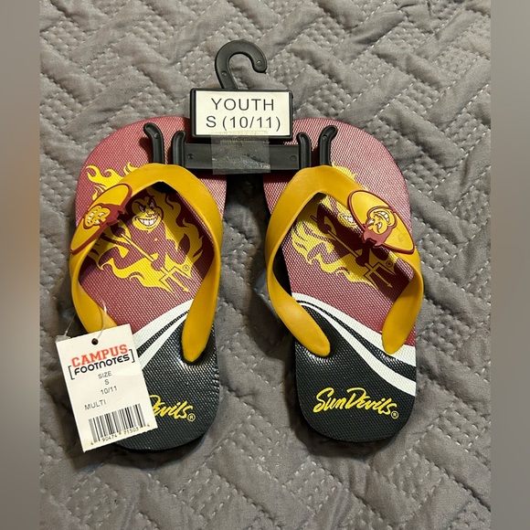 Arizona State University Sun Devils Youth Size 10/12 Small Flip Flops New w/Tags - Picture 1 of 4